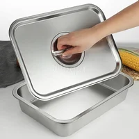 304 stainless steel plate tray rectangular square oven tray baking pot dish deep Japanese barbecue bbq cafeteria Storage trays 1