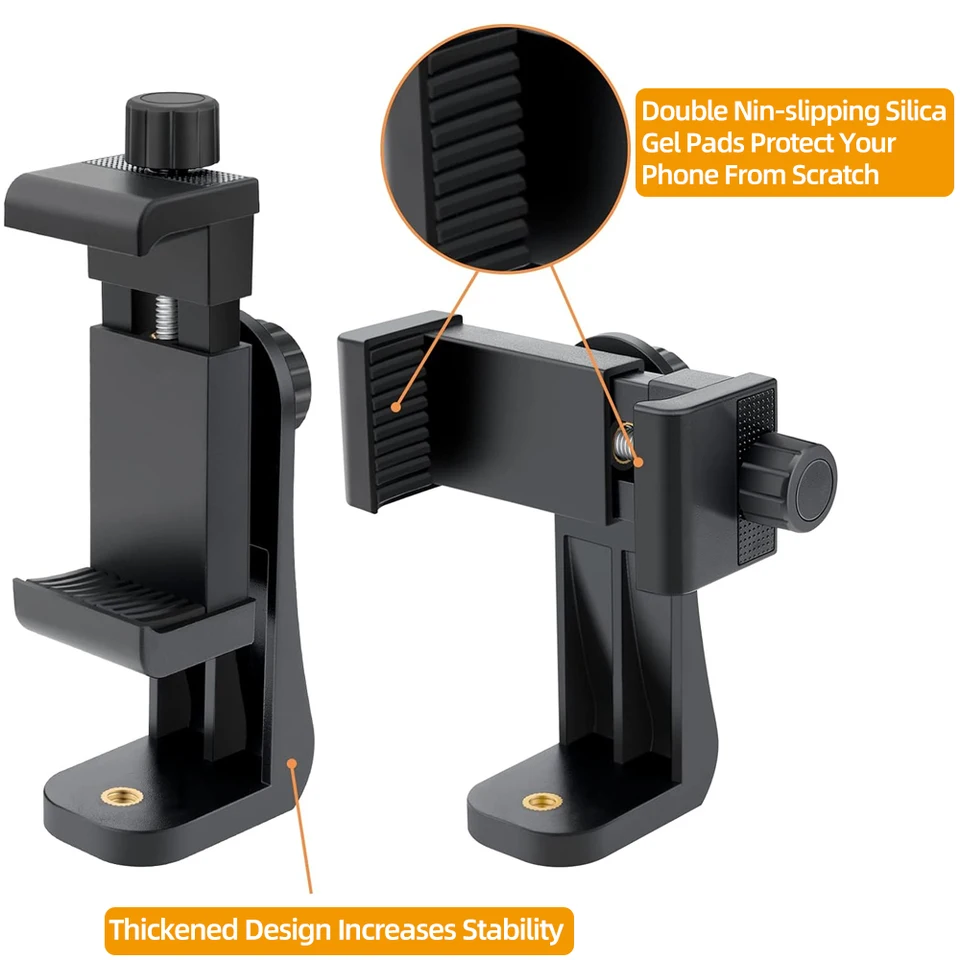 Mobile Clip Tripod Phone Mount 1/4" Rotatable Adjustable Holder Adapter For Samsung IPhone Huawei Realme Smartphones_voghion.com