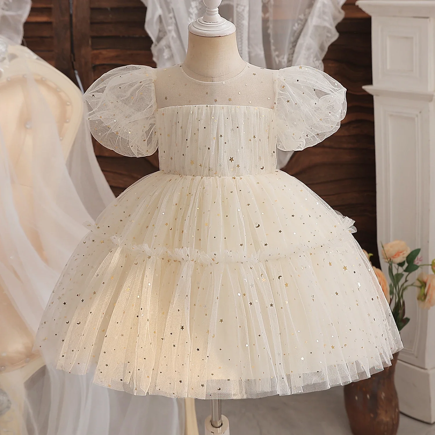 Robe princesse à manches bouffantes pour petites filles de 0 à 4