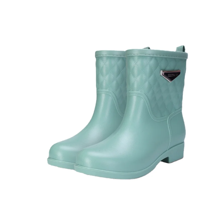 Women New Non-slip Rain Boots Mid-calf Female PVC Rainboots Waterproof Outdoor Woman Water Shoes Wellies Boots