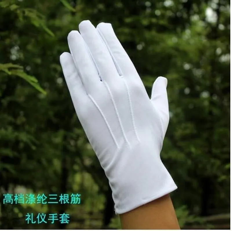 1pair Three-strength White Labor Insurance Thin Etiquette Reception Wenwan Circling Parade Military Security Performance Gloves 2