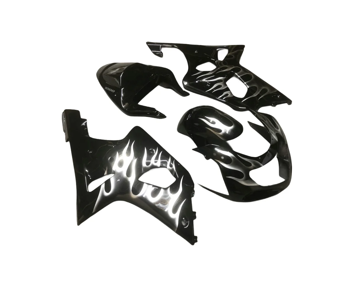 오토바이 페어링 키트 스즈키 GSXR1000 2000 2001 2002 GSX-R1000 GSXR 1000 K2 00 01 02 화이트 플레임 블랙 차체 세트