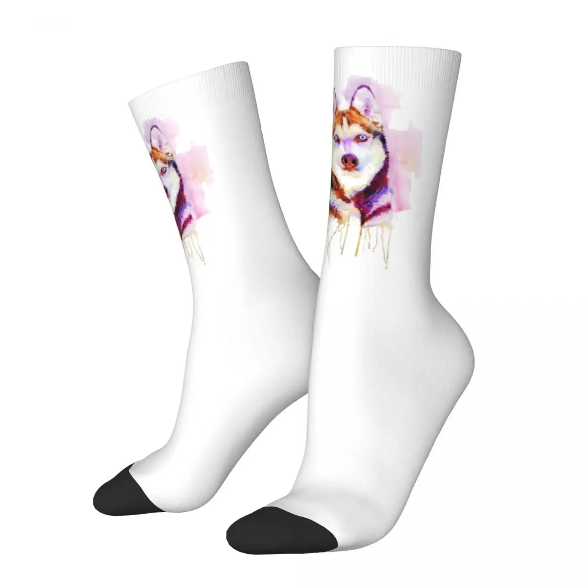 

Fashion Men's Socks Casual Husky Dog Watercolor Portrait Sock Polyester Sport Women Socks Spring Summer Autumn Winter