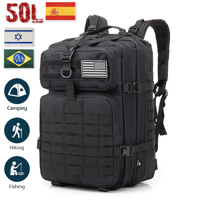 

New Camping Military Backpack 50L Large Capacity Man Rucksacks Tactical Hunting Nylon Bags For Sport Trekking Waterproof Pack