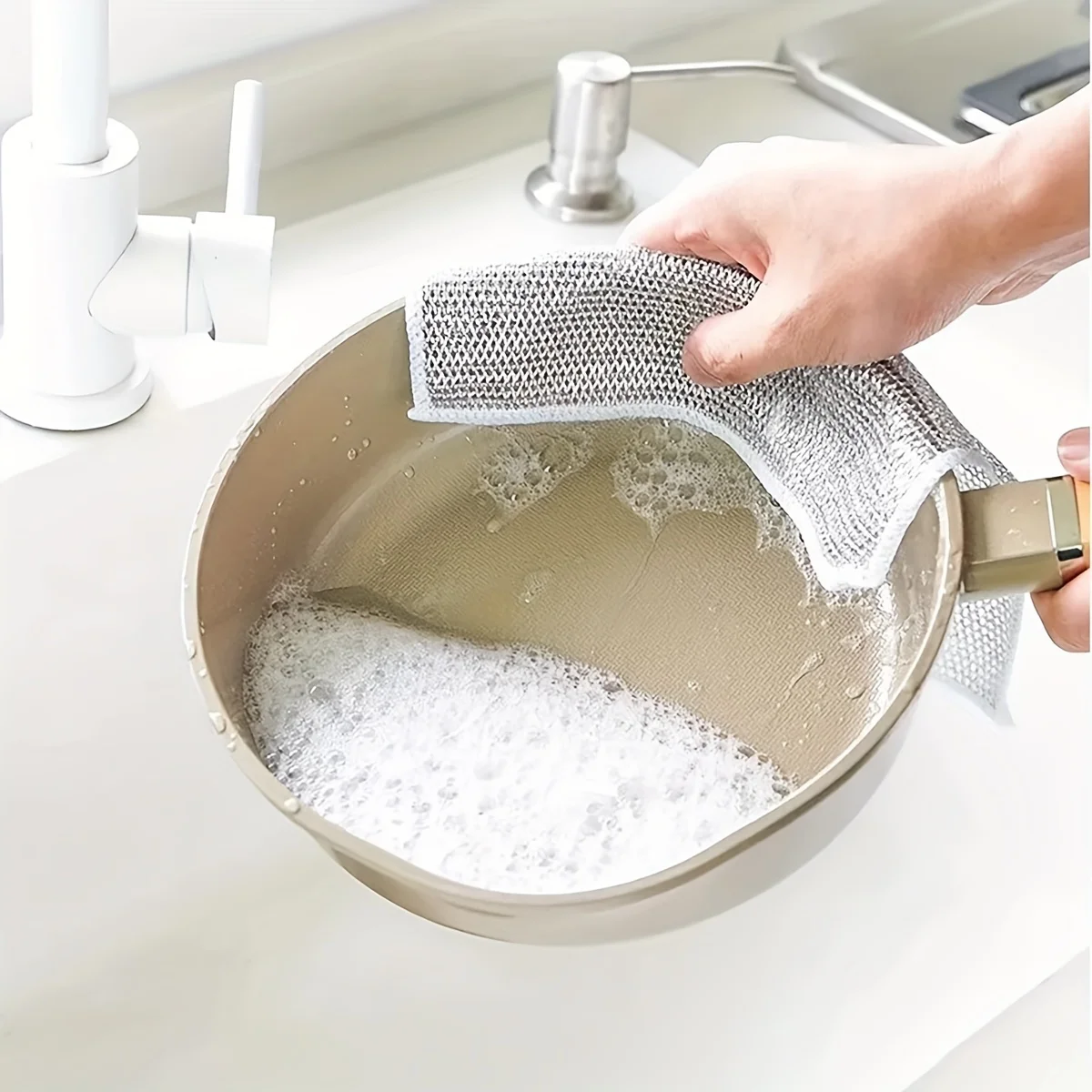 3pcs-New multifunctional scratch free metal wire dishwashing cloth, suitable for both wet and dry wiping and cleaning