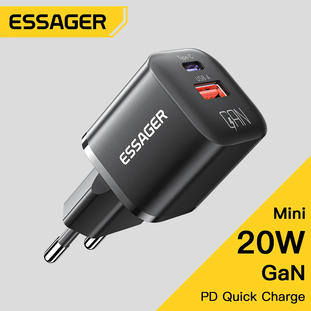 Essager 20W GaN USB Type C Charger PD Fast Charge Phone QC 3.0 Quick