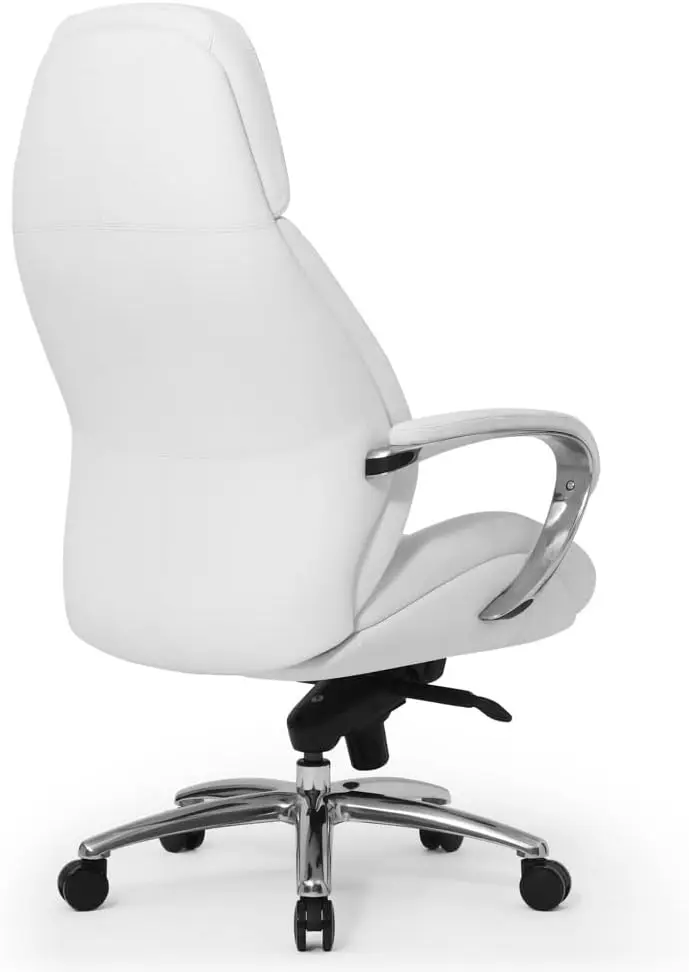 2025-hotGates Genuine Leather Aluminum Base High Back Executive Chair - White