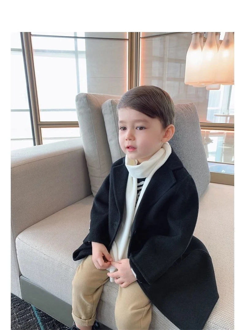 Spring Autumn Boys Jackets Children Woolen Casual Trench Coat Kids Lapel Warm Outerwear Baby Winter Wool Trends Overcoat
