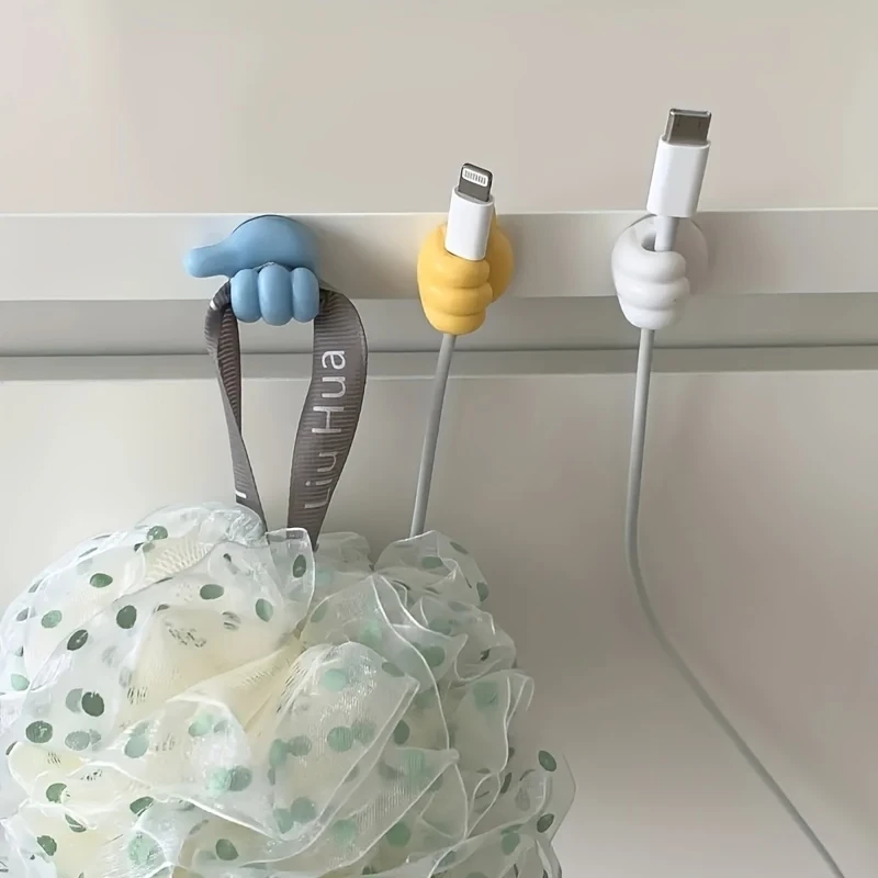 5Pcs 엄지 모양의 홀더 안경 케이블 전원 코드 충전 라인 자체 접착 미니 후크 스토리지 주최자 가제트 자동차 액세서리