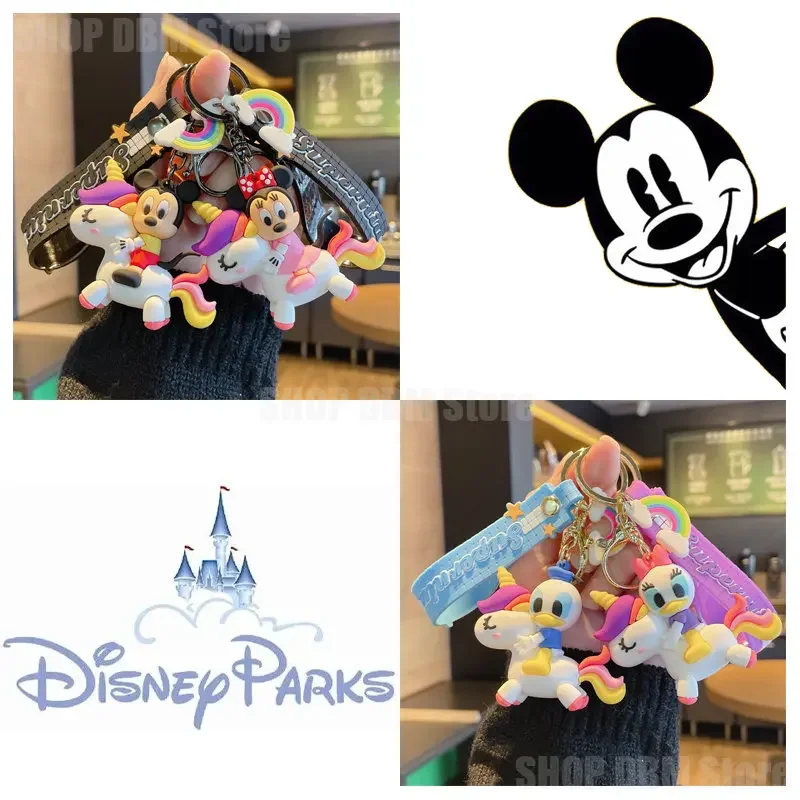 Disney Mickey Minnie Mouse Stitch Donald Duck Keychain Cute Doll Keyring Kawaii Couple Bag Ornament Key Chain Car Pendant Gifts