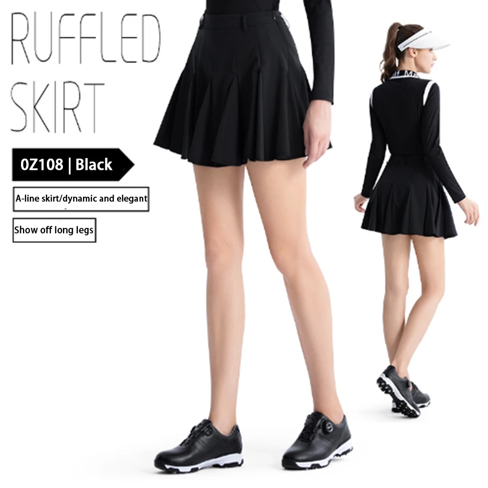 PGM Golf Women's Summer Pleated Short Skirt A-line Lotus Leaf Skirt Sports Women's Half length Slimming Golf Tennis Wear