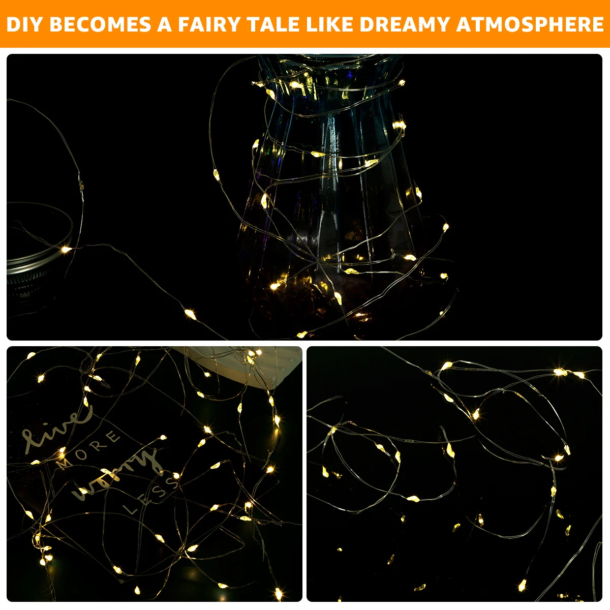 Solar Mason Jar Lights Replacement Top, 8 Pack 30 LED Waterproof Fairy Firefly Jar Lids String Lights (NO JARS) Patio Yard Decor