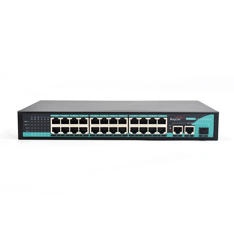 Wanglink 300W 100M 24 Ports Network PoE Switches Support VLAN OFF Extend with 2 Gigabit Ethernet Uplink Ports tincam aggregation switch 18 gigabit sfp optical ports 4 10 100 1000m large capacity gigabit network ethernet vlan switch