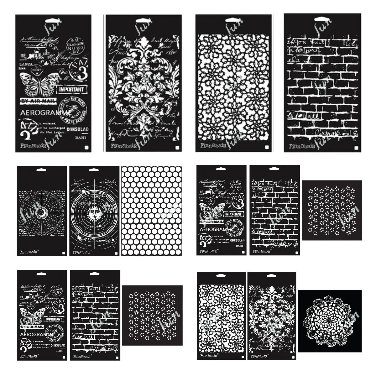 빈티지 꽃 나비 공간 엠보싱 스텐실 DIY 스텐실, 카드 제작, 채색, 인사 카..