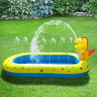 Piscine gonflable pour enfants, adorable piscine pour enfants en forme de dinosaure, 3-en-1, aire de jeux aquatique pour la cour, jouets aquatiques d'extérieur pour tout-petits 2