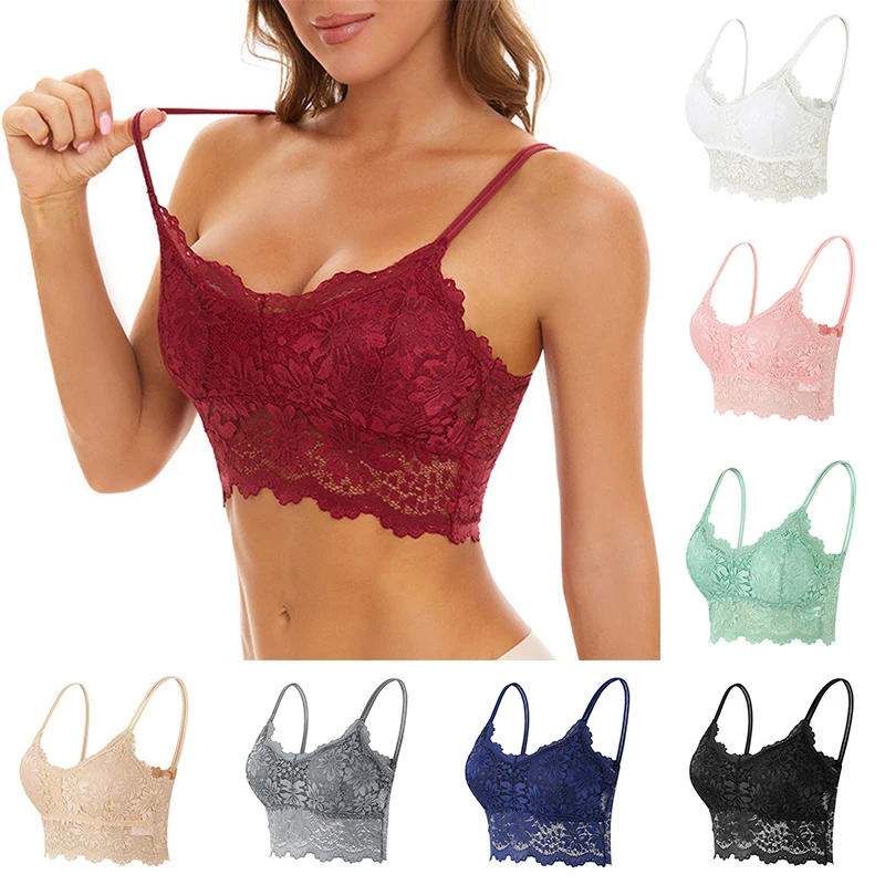 Sexy Lace Bra Vest Wire Bra Bustier Sheer Top Seamless Bralette Transparent  Cup Wireless Bras Brassiere Lingerie Underwear