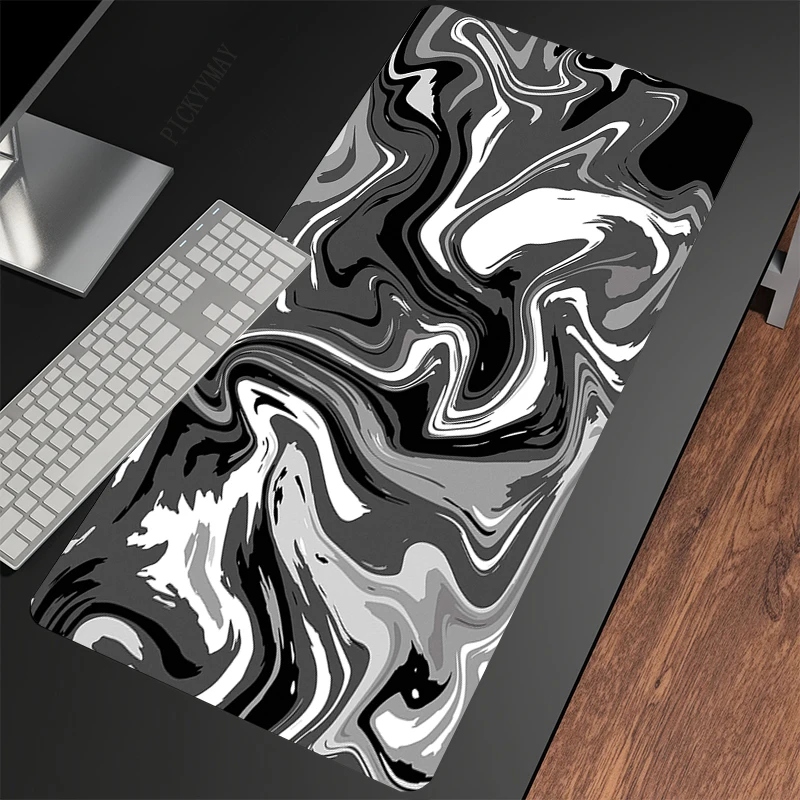 Mouse Pads Gaming Mousepad Gamer Tapete do Rato Tapetes de Teclado Mesa Mousepads Xxl 90x40cm para Computador Preto e Branco - Imagem 2