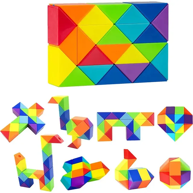 24 Colored Magic Cube Toys 3D Puzzle Fidget Transformable Cube Kid Education Toys Twist Transformable Kid Puzzl Gift 1