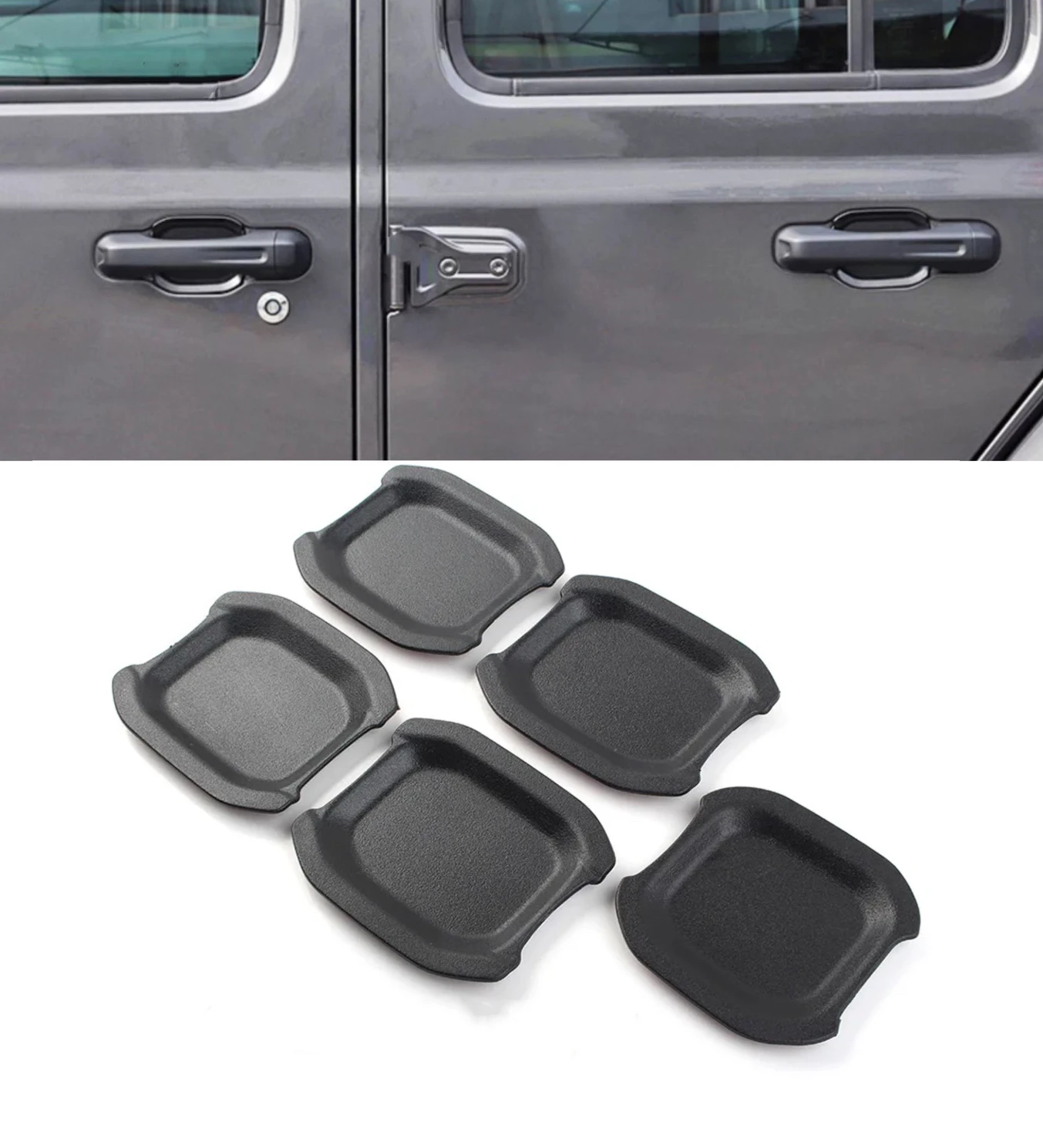 

5Pcs Car Exterior Styling Door Handle Bowl Recess Guard Trim Cover ABS for Jeep Wrangler JL 4-Door 2018-2020