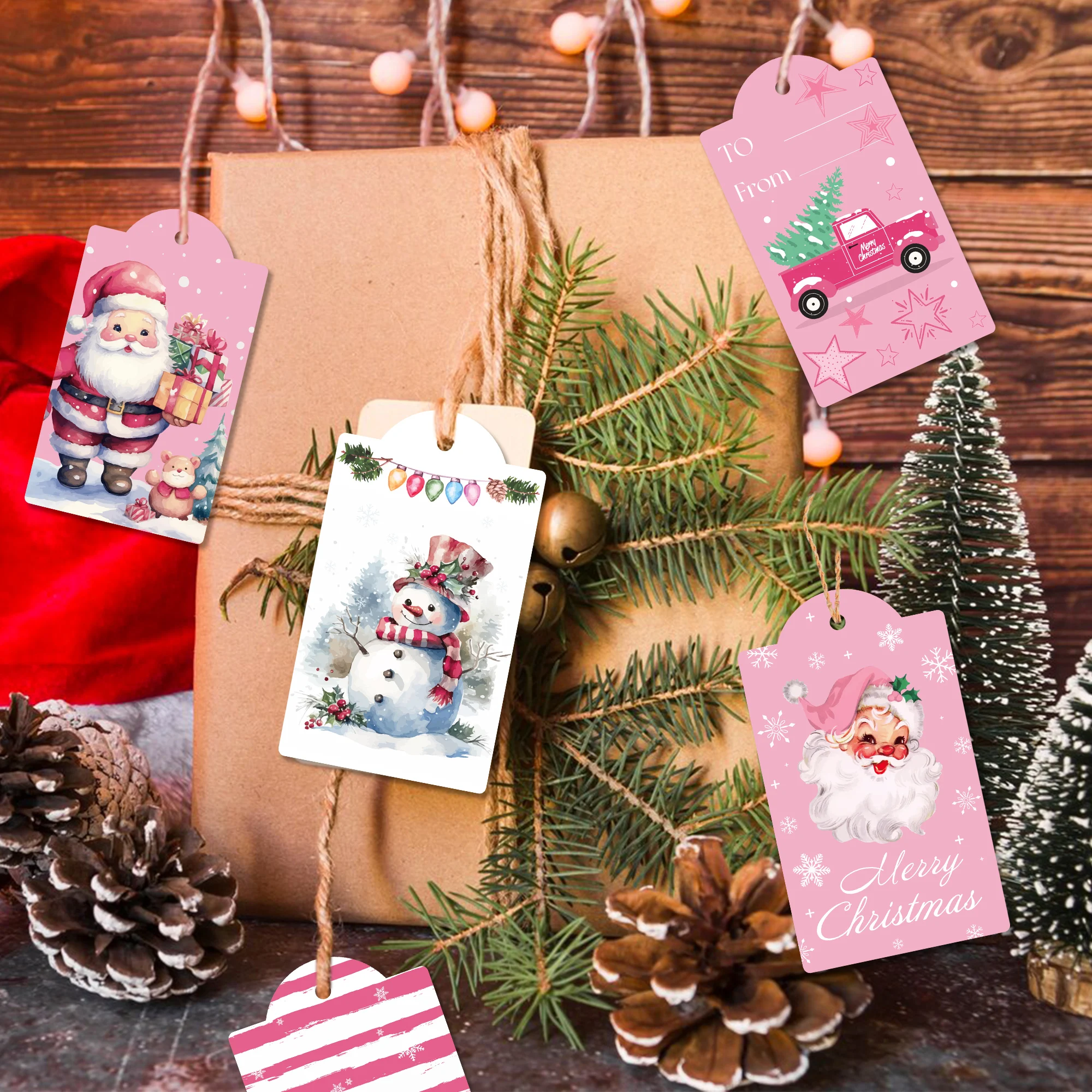 60 stücke Weihnachten Santa Claus Papier Tag mit String Nussknacker Geschenk Verpackung Label Box Dekoration Karte Für Weihnachten Party Liefert – Detail 6