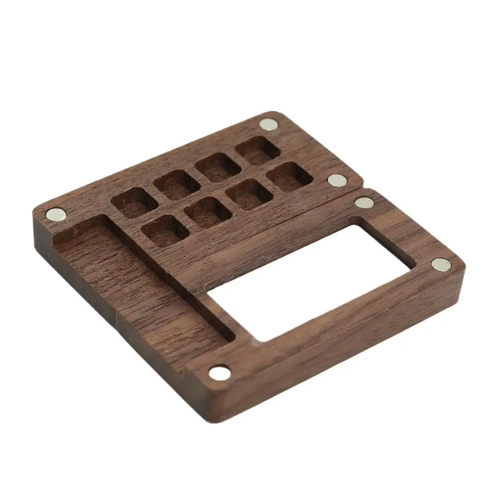 Tavolozza per acquerelli portatile in legno fatta a mano con 8 griglie, vuota, nera, mini, per pittura, scatola in noce_voghion.com