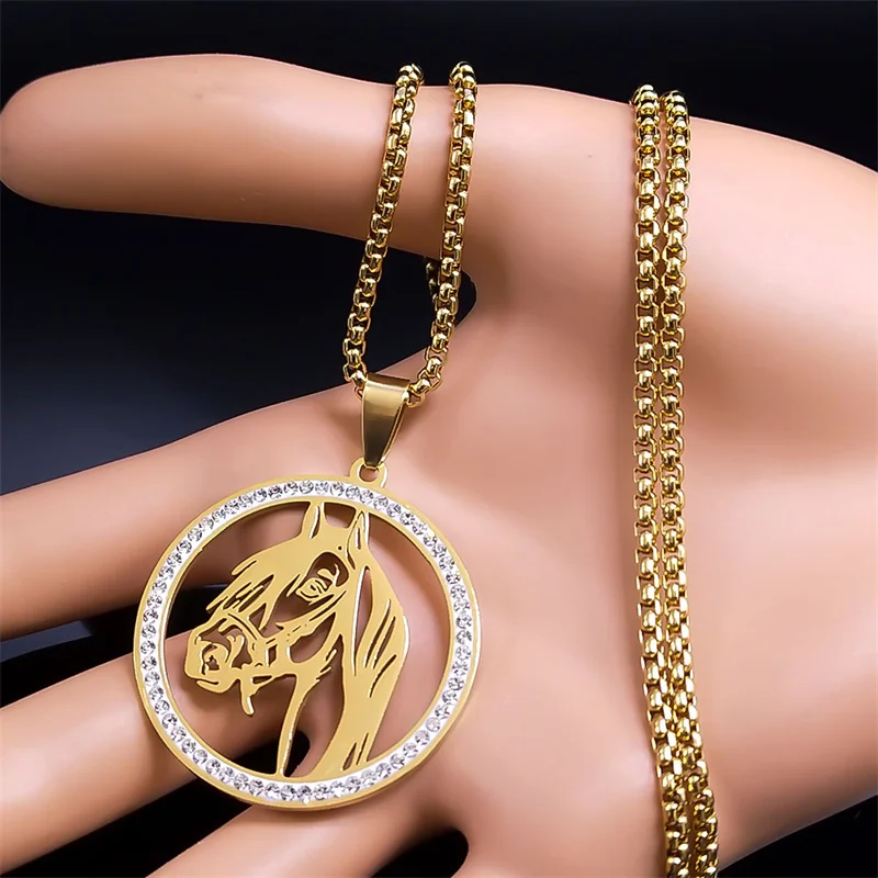 Collier pendentif tête de cheval pour hommes et femmes, en