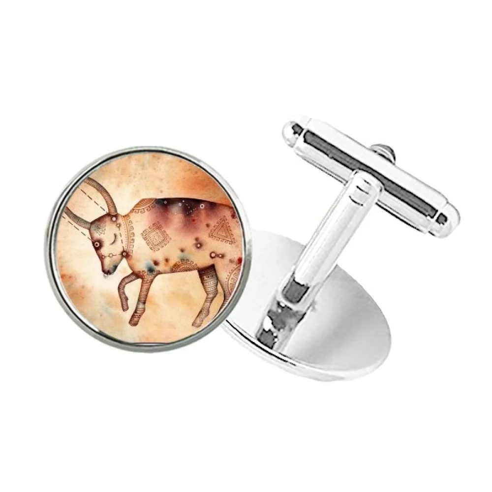 

May April Taurus Constellation Zodiac Round Button Cuff Clip Stud Cufflinks