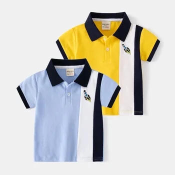 Bambini ragazzo Polo T Shirt bambino 1 a 2 3 4 5 6 7 anni estate ragazzi Tshirt con colletto blu bianco Splicing bambini camicie moda 1