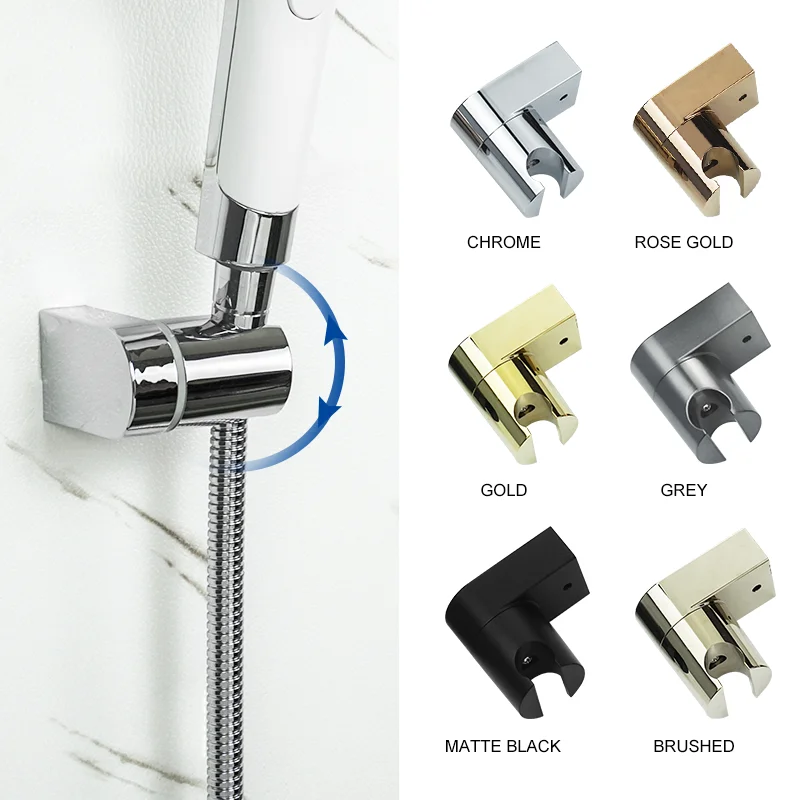 

ABS Plastic Shower Head Holder Polished Gold Bracket Stand Rotatable For Bathroom Use Standard Size Bathroom Accessories
