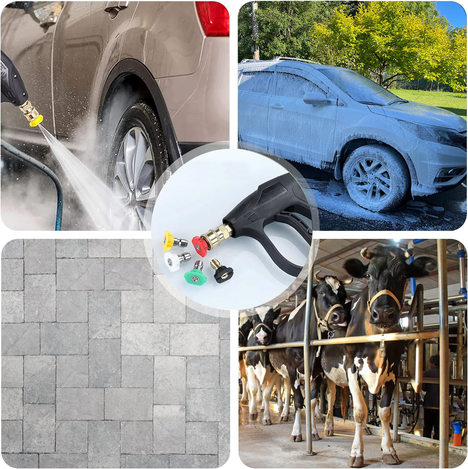 High Pressure Washer Cleaner Water Gun 1/4" Quick with Foam Cannon For Karcher Parkside Lavor Bosch Car Cleaning