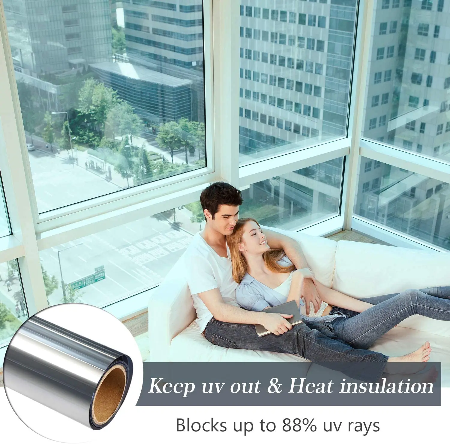 One Way Mirror Glass Film Privacy Film Self Adhesive Residential Window Heat Control Glare Reduction Anti UV Window Tinting window film
