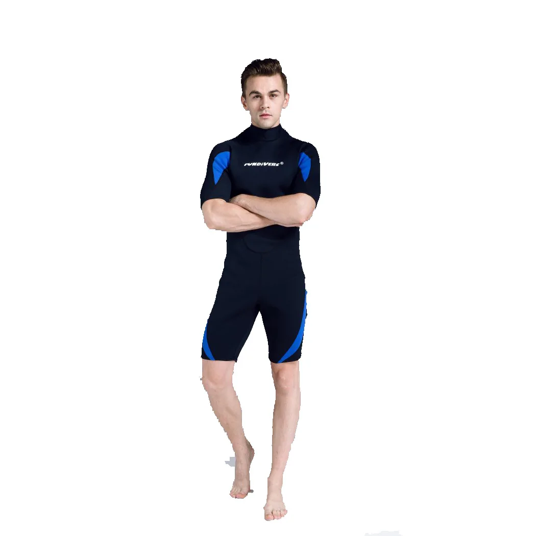 Mens 3mm Neoprene Shorty Wetsuit, One-piece Diving Suit Back Zip Wetsuit for Scuba Diving Snorkeling Surfing Swimming