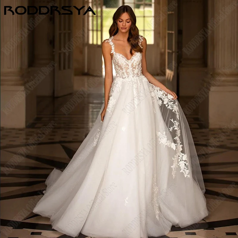 

RODDRSYA Pastrol Wedding Dresses For Woman 2023 Sleeveless Sweetheart Summer Bride Gowns Applique A-Line Tulle vestido de noiva
