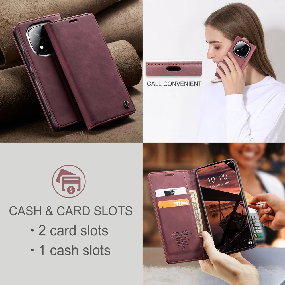 Magnetic Flip Leather Wallet Case with Kickstand and Card Holder