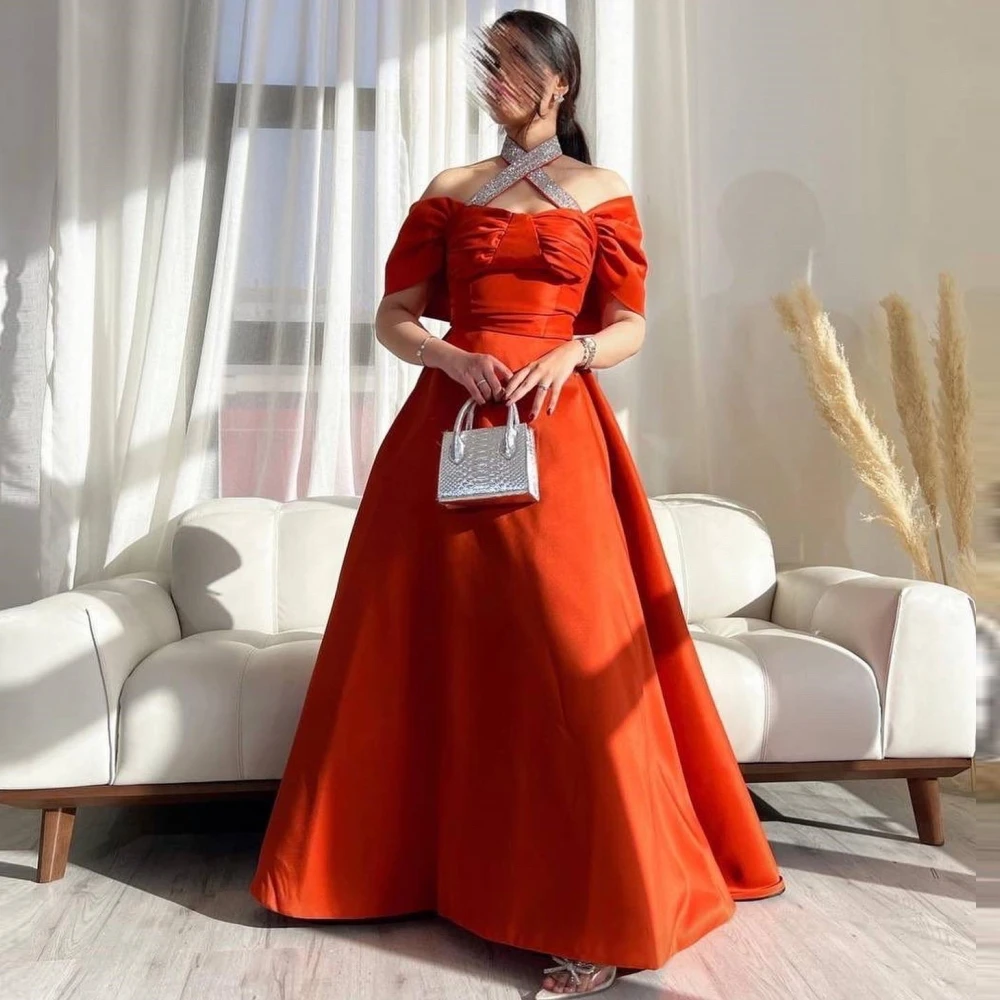 

OEING Off Shoulder Floor Length Robe De Soirée A-Line Custom Made Evening Gown Vintage Saudi Arabic Party Dress Prom Dresses