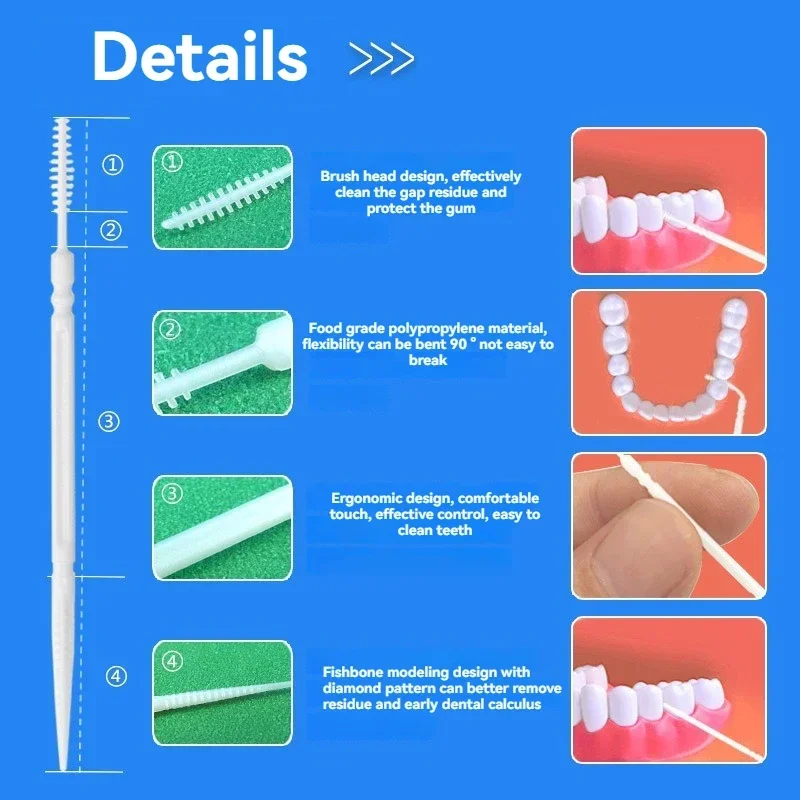 Toothpick Disposable 200 PCs Boxed Plastic Toothpick Brush Household Interdental Brush Teeth Picking Dental Floss