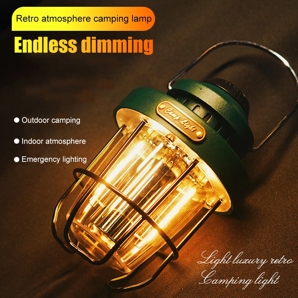 Led Camping Lights Rechargeable Retro Metal Camping Lights Battery