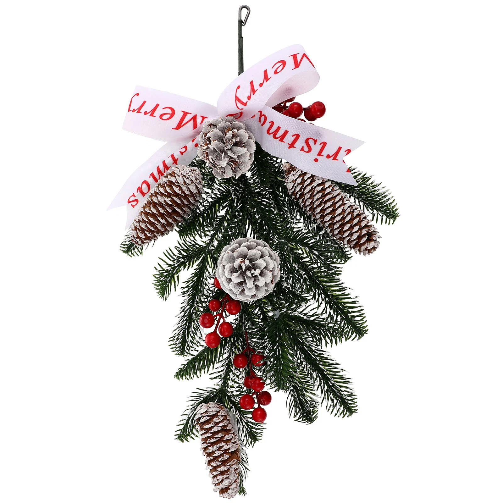 

Christmas Pine Cones Swag Hanging Wall Decoration Front Door Teardrop Swag Red Berries Pendant