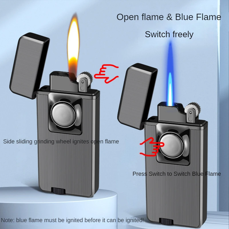 

Torch Lighter Cigarette Lighters Butane Gas Inflation Smoking Accessories Double Fire Flame Windproof Grinding Wheel Flint Men
