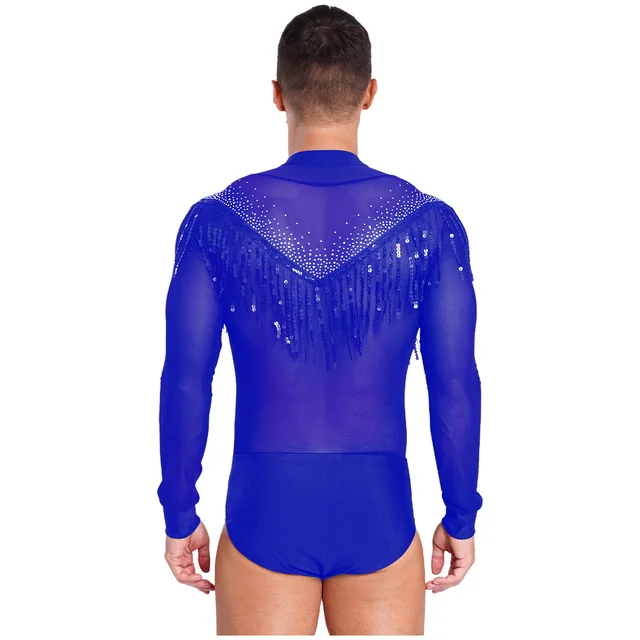 Acquista Camicie Da Ballo Da Uomo Con Strass Scintillanti Unitard Ballroom Modern Latin Latin