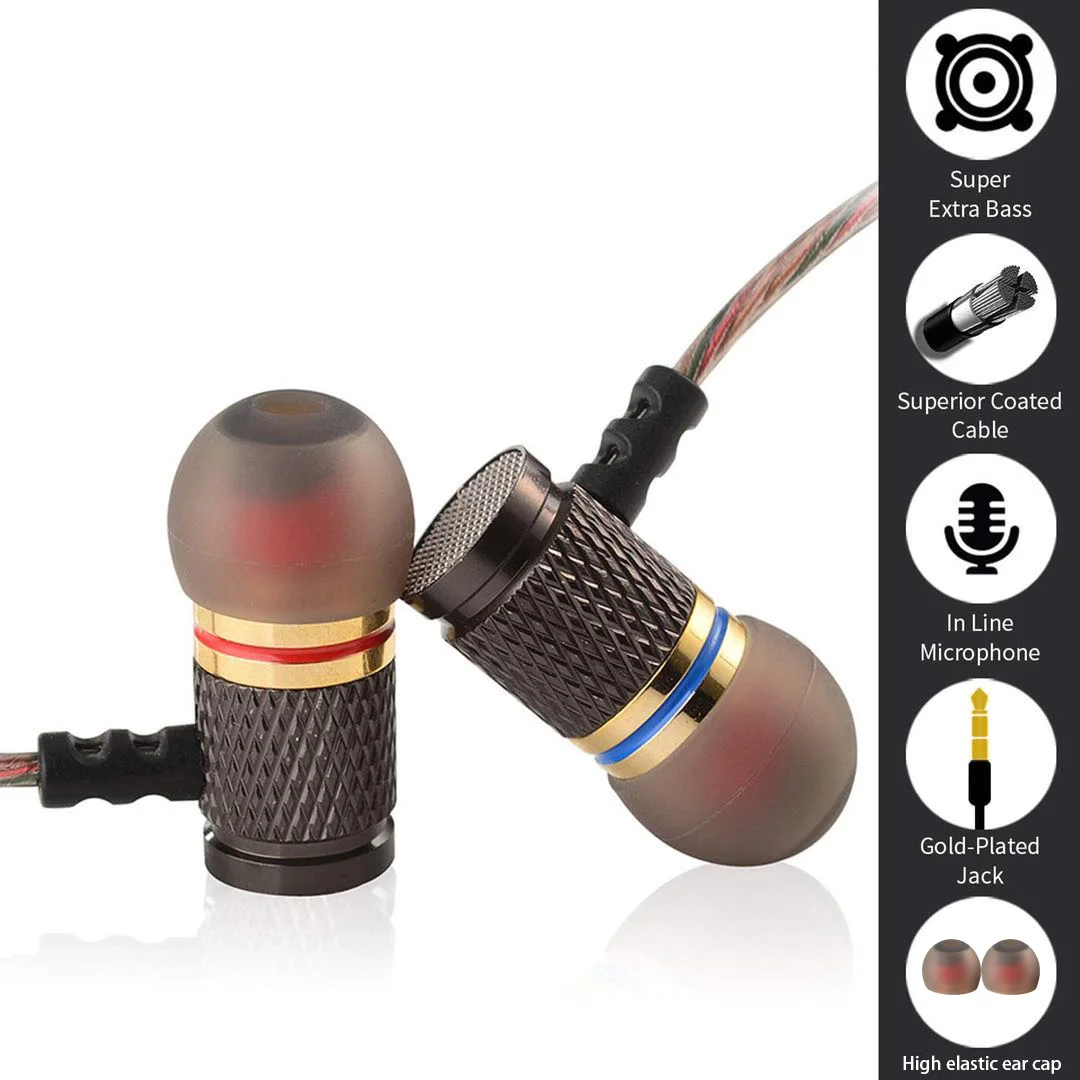 Cuffie cablate da 3,5 mm Cuffie intrauricolari Auricolari cablati con microfono Auricolari stereo bassi Cuffie sportive - immagine 3