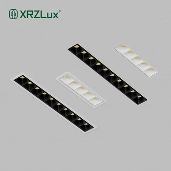 XRZLux LED 직사각형 오목 알루미늄 스포트라이트, 5/10 헤드, 선형 멀티 라이트 오목 다운라이트, 실내 천장 램프