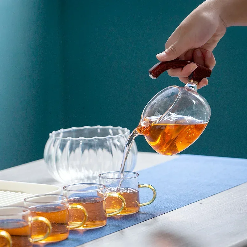 Automatic Tea Maker Lazy Kungfu Teapot Drinking Heat-Resistant Glass Tea Set Magnetic Water Diversion Rotating Cover Bowl