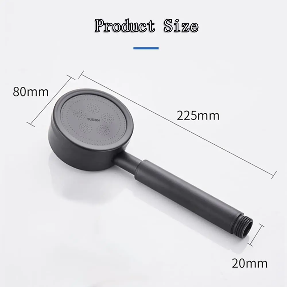 Black Silver 304 Stainless Steel Shower Head High Pressure Handheld Sprayer Fall Resistant Showerhead Bathroom Accessories
