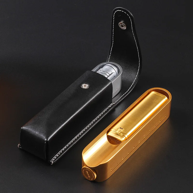Portable Travel Cigar Accessories Windproof Lighter Jet Flame Cigarette Ashtray Built In Cigar Puncher Meter Ruler Smoking