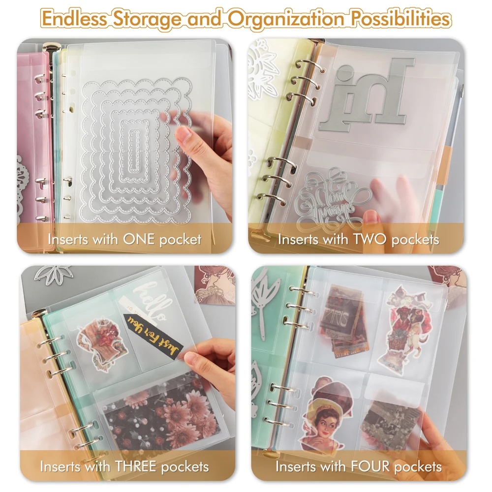 A5 Die Storage Book Binder Folders Page Protectors Pockets For DIY Photocard Stamp Album Storage Book Holder Envelopes Storages