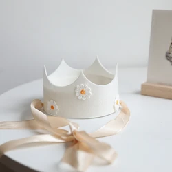Ins Kids Daisy Birthday Party Crown Yellow Pink Flower Hat 3 4 5 6 7 8 9 Year Old Baby Shower Sunflower Theme Birthday Headwear