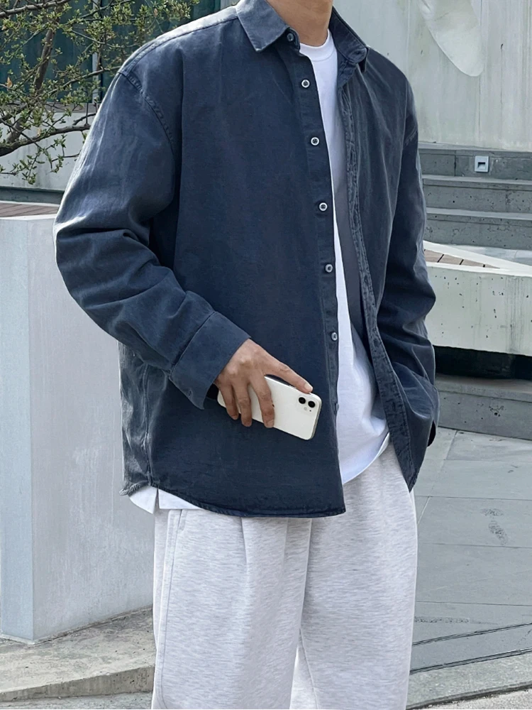 

MRCYC Washed Long Sleeved Casual Korean Denim Shirt