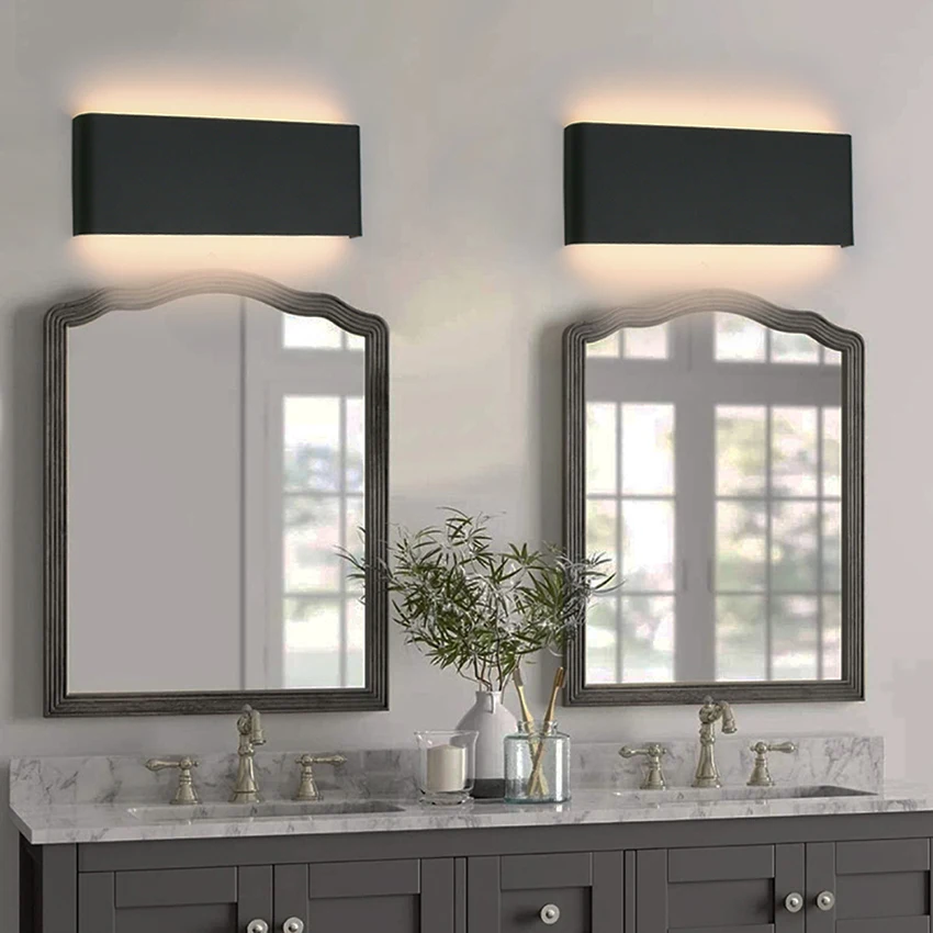 Description Picture 2 of item14W/24W/30W Matte Black Modern Indoor Wall Light Up and Down LED Vanity Light for Bathroom Living room Wall Lighting Fixtures
