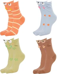 Colorful Non - Slip Yoga Socks - Breathable Comfy Cotton with Silicone Grip (C - 4pairs)